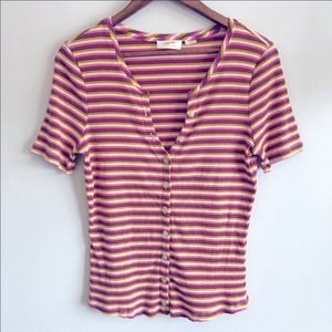 Anthropologie Maeve Striped Ribbed Top